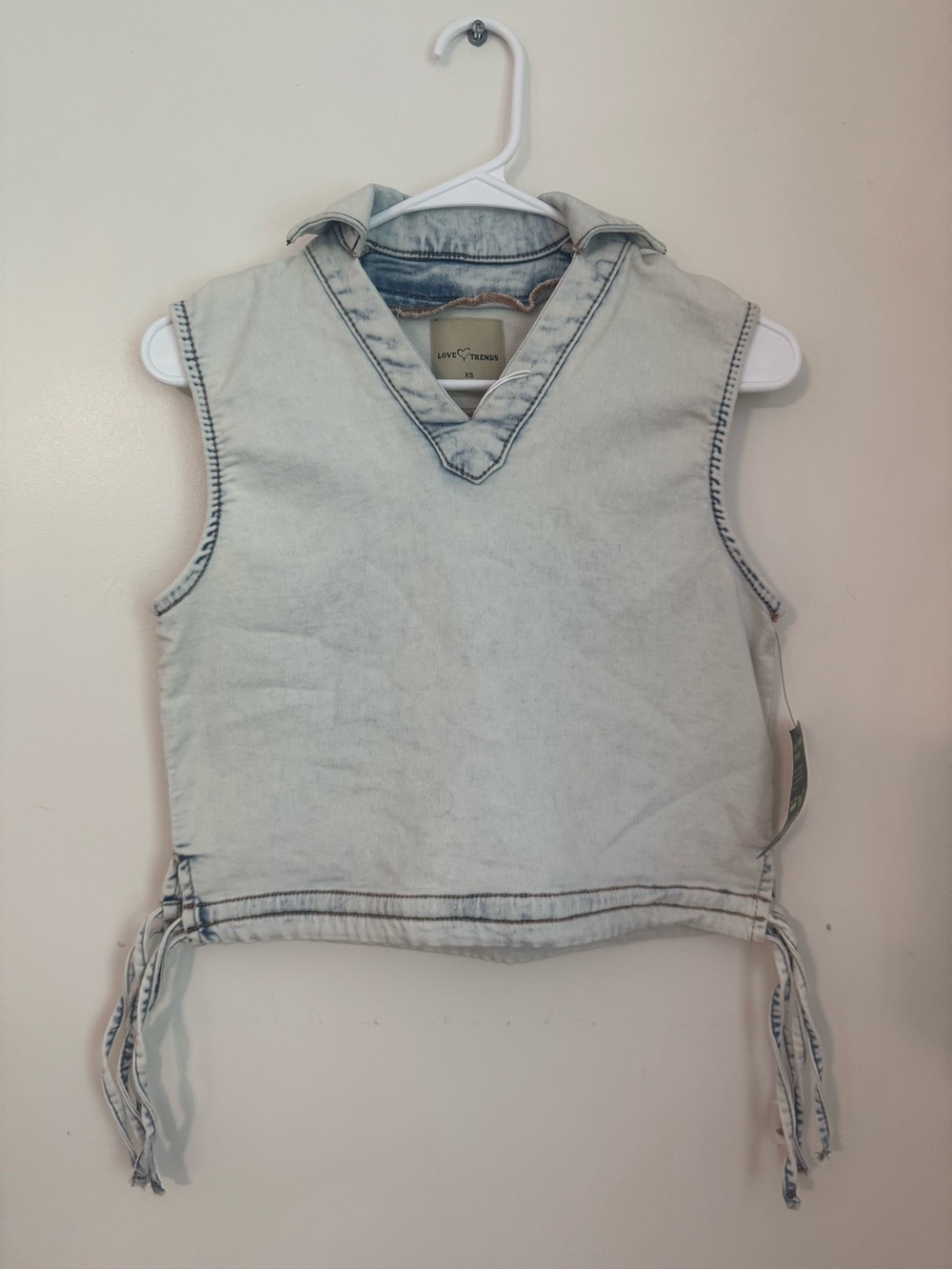 Love Trends Light Blue Denim Tank with Side Ties size XS